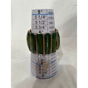 Mia Collection Green Faceted Resin Gold Tone Stretch Cuff Statement Bracelet